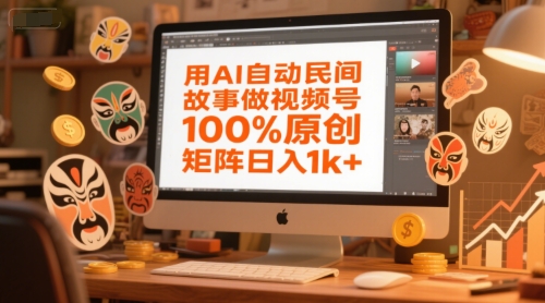 用AI自动民间故事做视频号，100%原创，矩阵日入1k+-蟋蟀哥创业工作室
