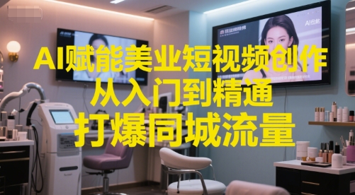 AI赋能美业短视频创作，从入门到精通，打爆同城流量，超级AI工具短视频实操落地-蟋蟀哥创业工作室