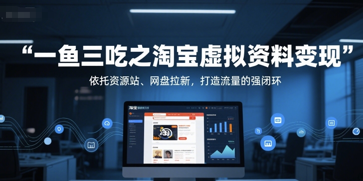 一鱼三吃之淘宝虚拟资料变现，依托资源站、网盘拉新，打造流量的强闭环-蟋蟀哥创业工作室
