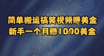 简单搬运搞笑视频挣美金，新手一个月入1k美金-蟋蟀哥创业工作室