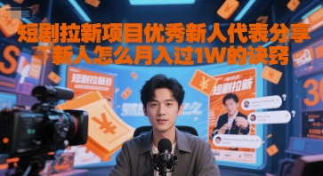 短剧拉新项目优秀新人代表分享新人怎么月入过1W的诀窍-蟋蟀哥创业工作室