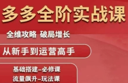 拼多多全阶实战课程，全维攻略，破局增长，从新手到运营高手-蟋蟀哥创业工作室