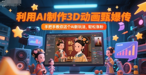 利用AI制作3D动画甄嬛传，流量爆了，手把手教你这个AI新玩法，轻松涨粉-蟋蟀哥创业工作室